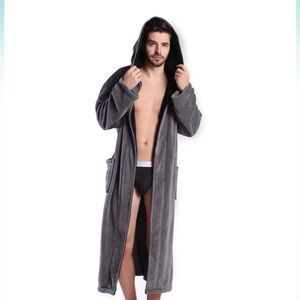 Hooded Herringbone Men's Soft Spa Full Lenght Bathrobe
